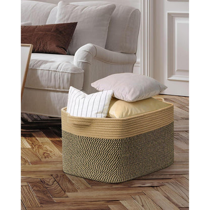 Faltbarer Wäschekorb 63L – Baumwolle & Jute, 2er Set