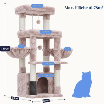 Kratzbaum für große Katzen mit Plattformen & Bürste