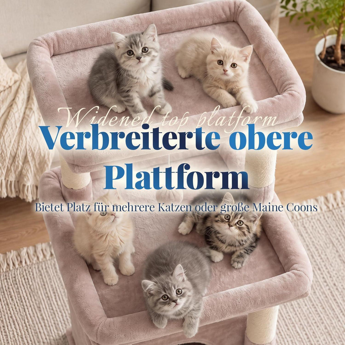 Kratzbaum für große Katzen mit Plattformen & Bürste