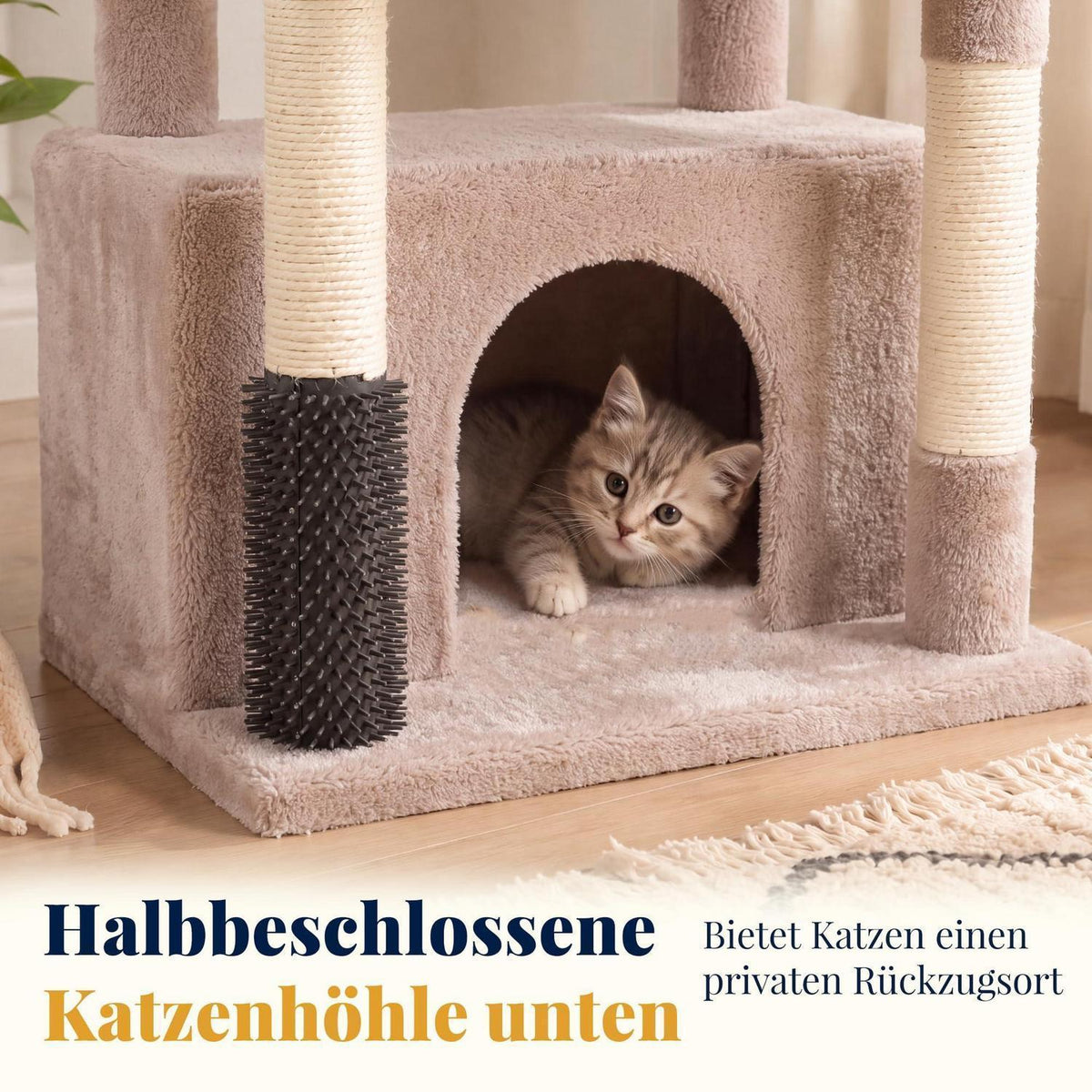 Kratzbaum für große Katzen mit Plattformen & Bürste