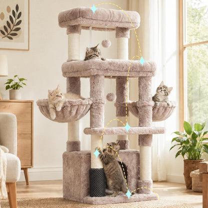 Kratzbaum für große Katzen mit Plattformen & Bürste