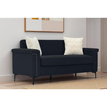 2-Sitzer Sofa Schwarz – Modernes Leinen-Couch für kleine Räume
