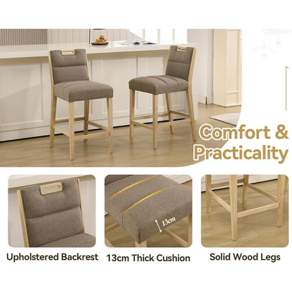 Barhocker 2er Set Leinen Braun – Komfortable Küchenhocker