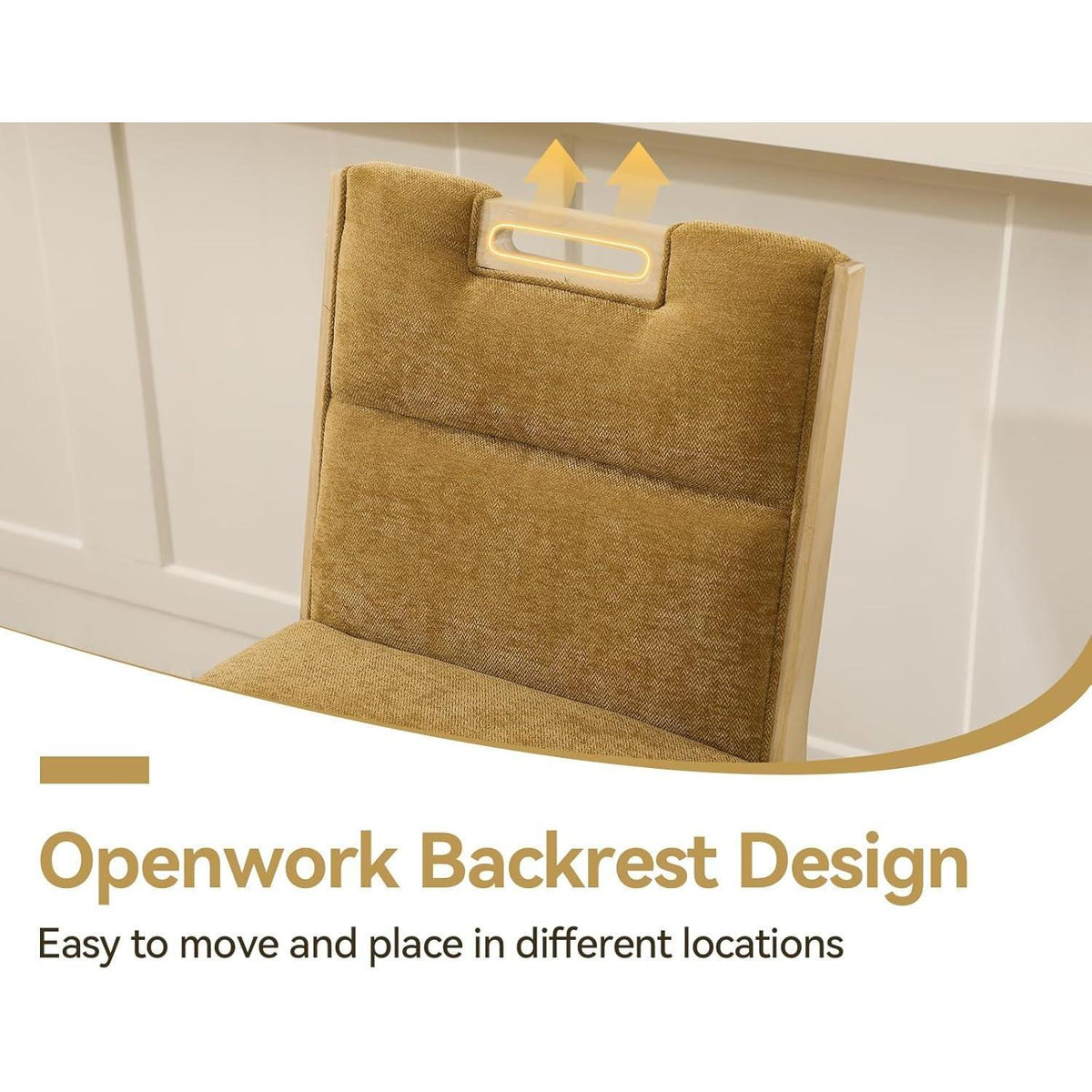 Barhocker 2er Set mit Chenille, Griff & Fußstütze – Gelb