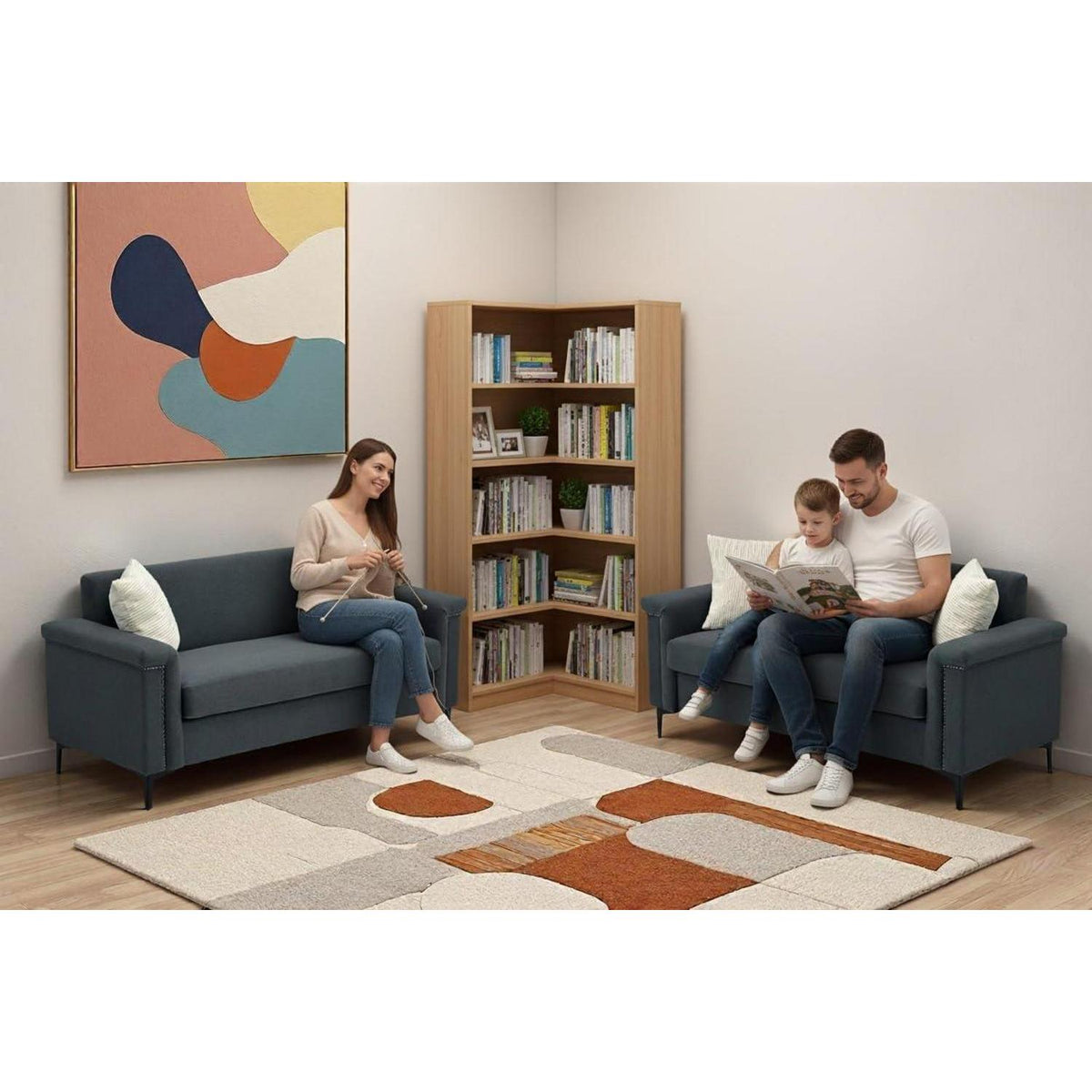 Kompaktes 2-Sitzer Sofa Dunkelgrau – Modernes Leinen Design