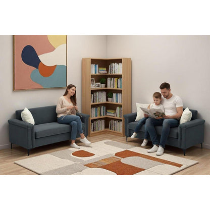 Kompaktes 2-Sitzer Sofa Dunkelgrau – Modernes Leinen Design