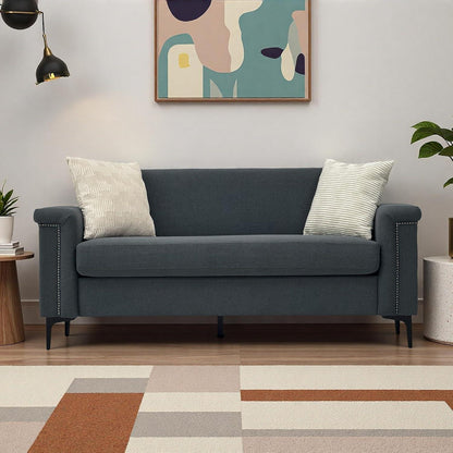 Kompaktes 2-Sitzer Sofa Dunkelgrau – Modernes Leinen Design