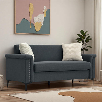 Kompaktes 2-Sitzer Sofa Dunkelgrau – Modernes Leinen Design