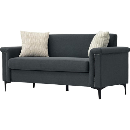 Kompaktes 2-Sitzer Sofa Dunkelgrau – Modernes Leinen Design