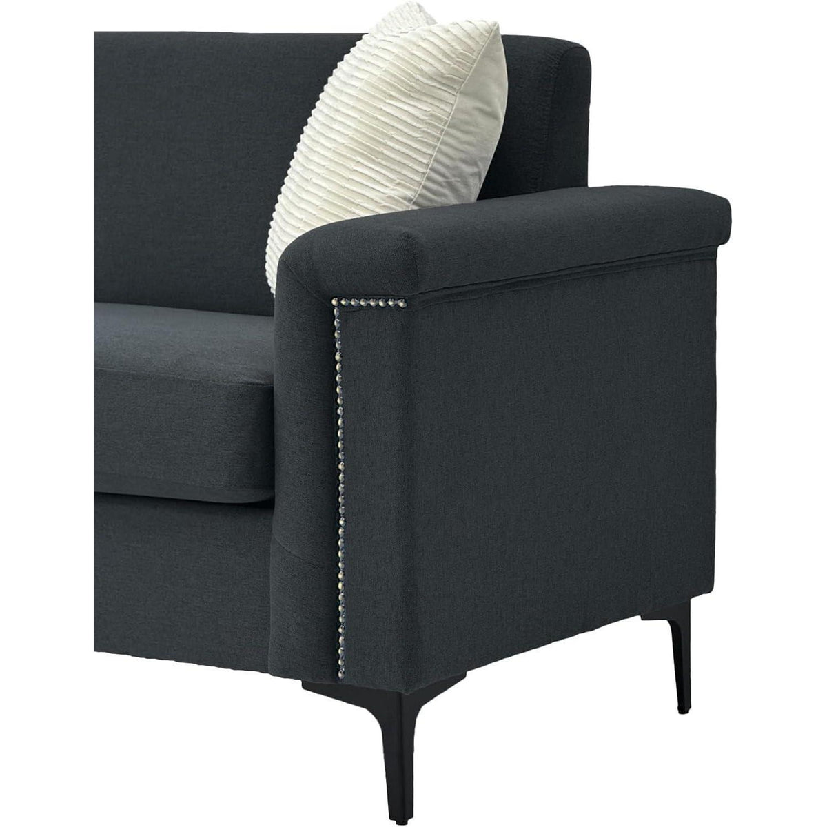Kompaktes 2-Sitzer Sofa Dunkelgrau – Modernes Leinen Design
