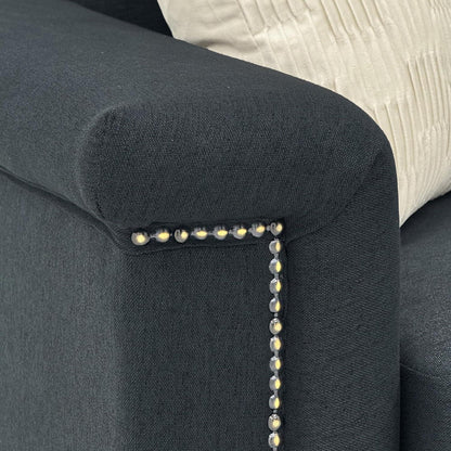 Kompaktes 2-Sitzer Sofa Dunkelgrau – Modernes Leinen Design