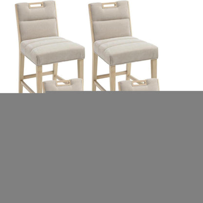 Barhocker Set 4er – Chenille, Beige, mit Fußstütze