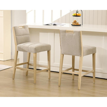 Barhocker Set 4er – Chenille, Beige, mit Fußstütze
