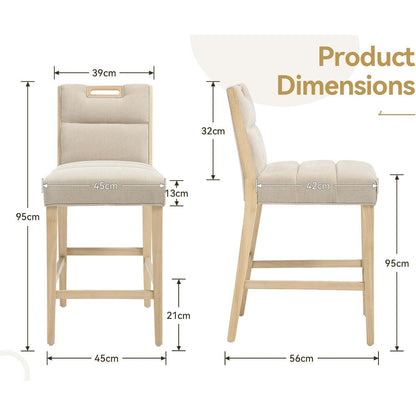 Barhocker Set 4er – Chenille, Beige, mit Fußstütze