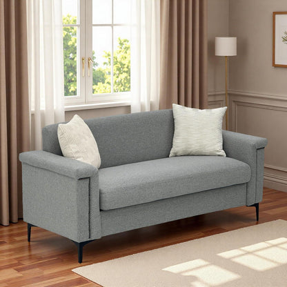 Kleine 2-Sitzer Couch Leinen Grau – Modern & Platzsparend