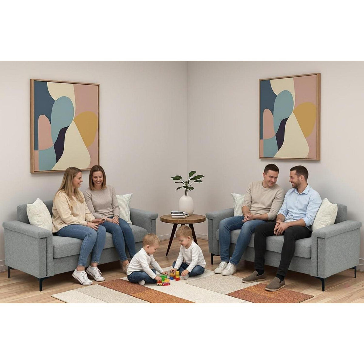 2-Sitzer Sofa Leinen Grau – Modern & Platzsparend