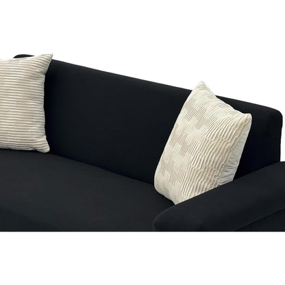 Kleine 2-Sitzer Couch Schwarz – Modernes Leinen Sofa für Wohnzimmer