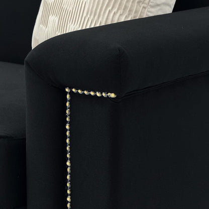 Kleine 2-Sitzer Couch Schwarz – Modernes Leinen Sofa für Wohnzimmer