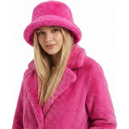 Flauschige Winter Fischerhut Damen Rosa
