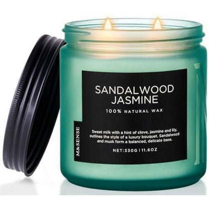 Duftkerze Sandelholz & Jasmin - Holzig-blumiger Duft 330g