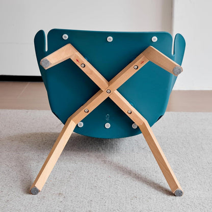 6 Esszimmerstühle mit Armlehne, Massivholz, Blau