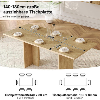 Ausziehbarer Esstisch Eiche Optik 140-180 cm