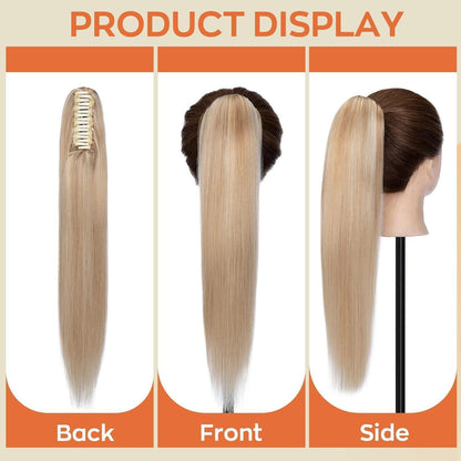 Echthaar Pferdeschwanz Extension Aschblond & Blond 45cm