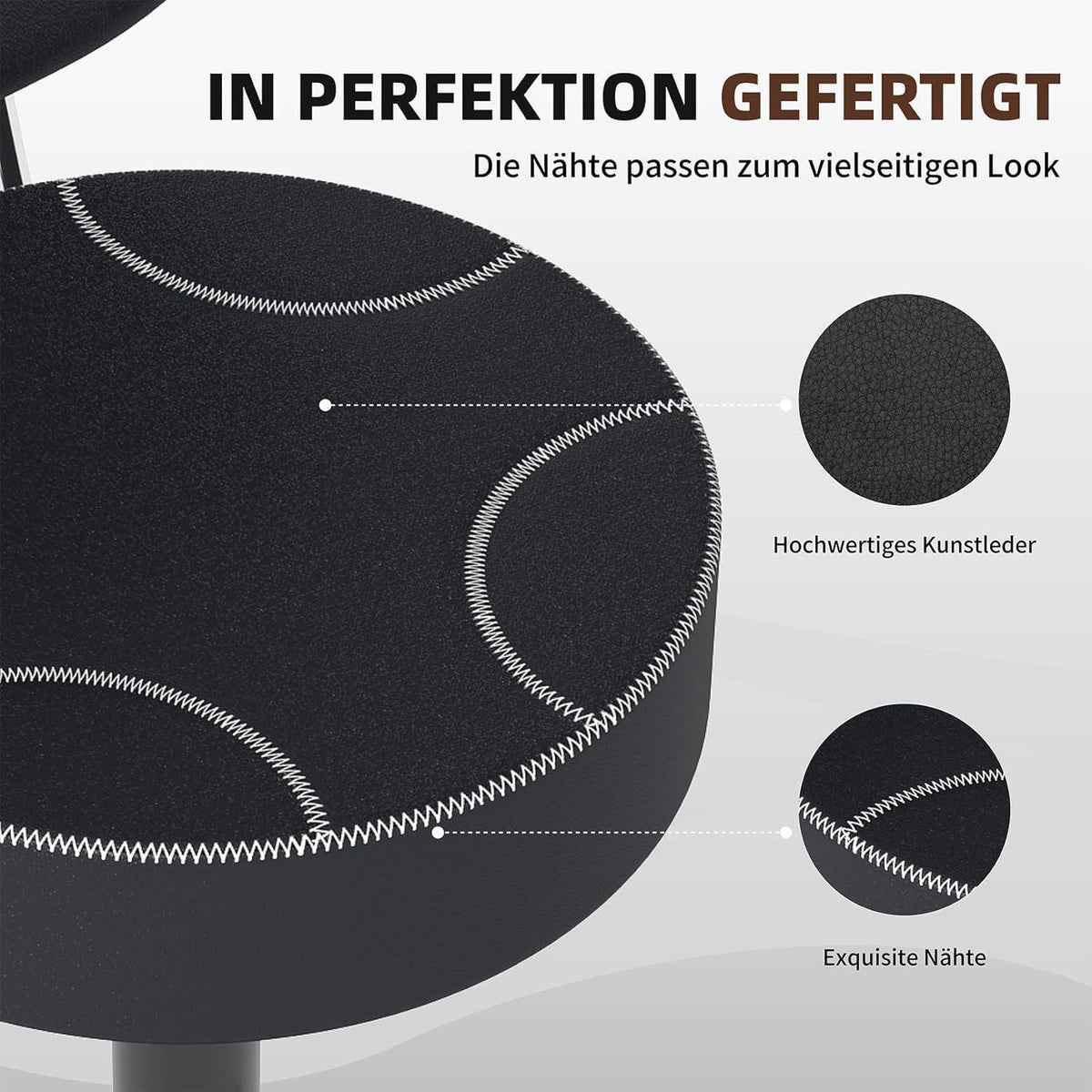 Höhenverstellbarer Barhocker mit Rückenlehne – 2er Set Schwarz