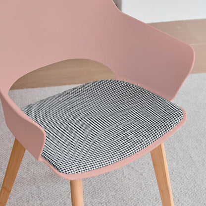8 Esszimmerstühle mit Stoffpolster & Massivholzbeinen Weiß+Rosa