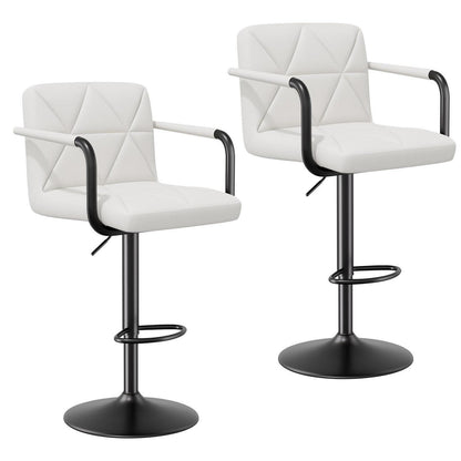 Barhocker Set 2er – Höhenverstellbar, Drehbar, Weiß