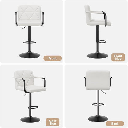 Barhocker Set 2er – Höhenverstellbar, Drehbar, Weiß