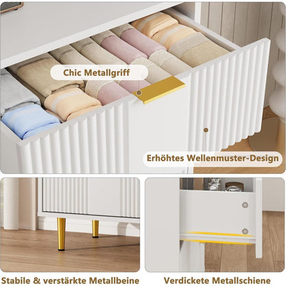 Kommode mit 6 Schubladen – Weiß, 100x40x75 cm