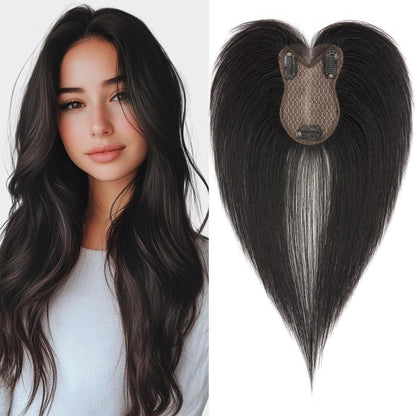 Echthaar Damen Toupet mit Seitenpony – Natürliches Schwarz