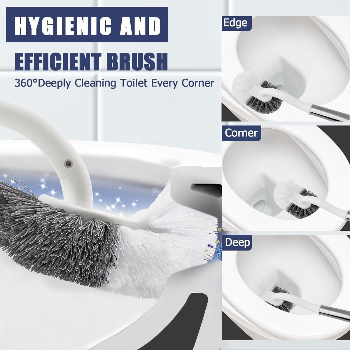 WC-Bürsten Set mit Halter & 2 Bürstenköpfen – Weiß