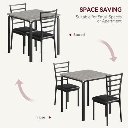 Kleines Esszimmer Set Grau – Esstisch mit 2 Stühlen
