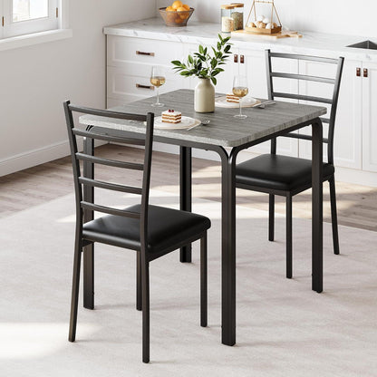 Kleines Esszimmer Set Grau – Esstisch mit 2 Stühlen