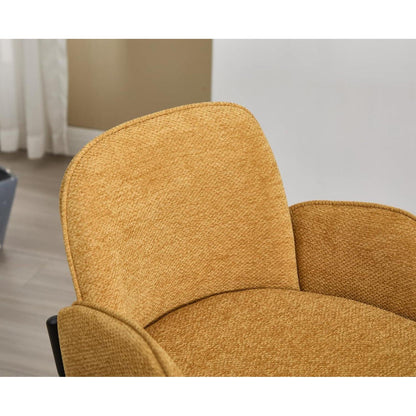 Moderner Barhocker 4er Set mit Chenille-Polster & Metallfüßen – Gelb