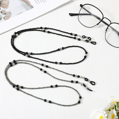 2x Brillenkette Damen Perlen – Verstellbares Brillenband Schwarz & Grau