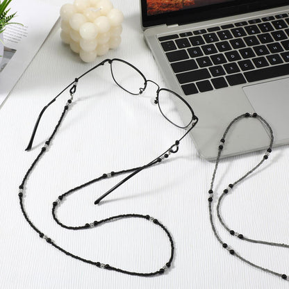2x Brillenkette Damen Perlen – Verstellbares Brillenband Schwarz & Grau