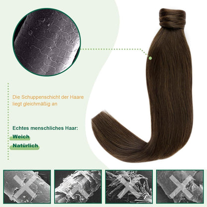 Echthaar Zopfverlängerung Mittelbraun 35/40 cm