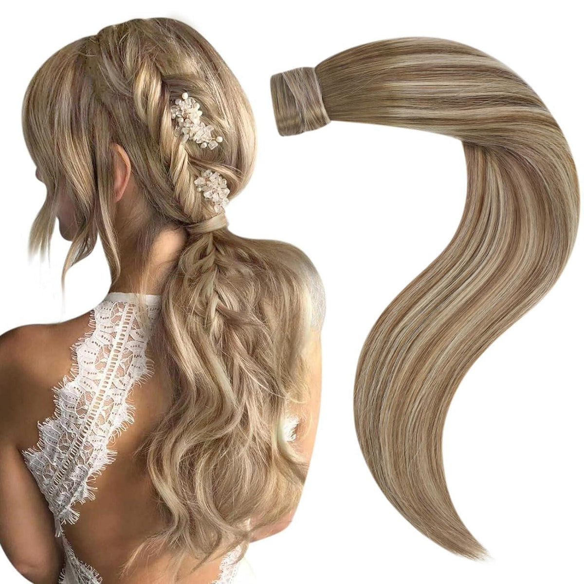Echthaar Zopf Extension Balayage Braun 30cm