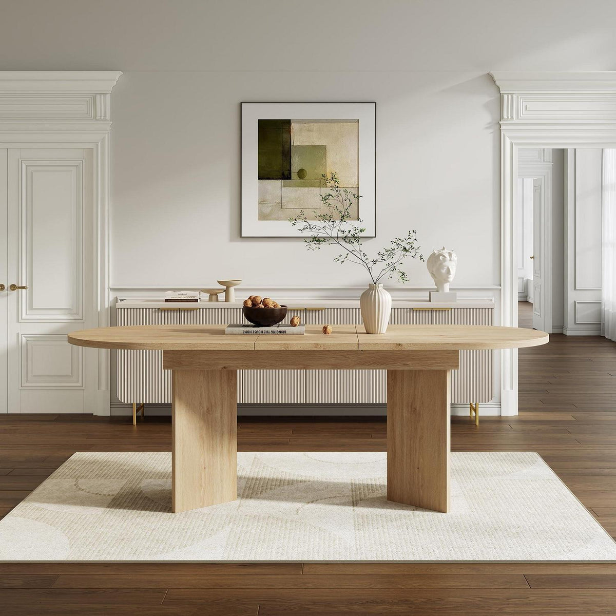 Ausziehbarer Esstisch Holz Eiche 140-180 cm