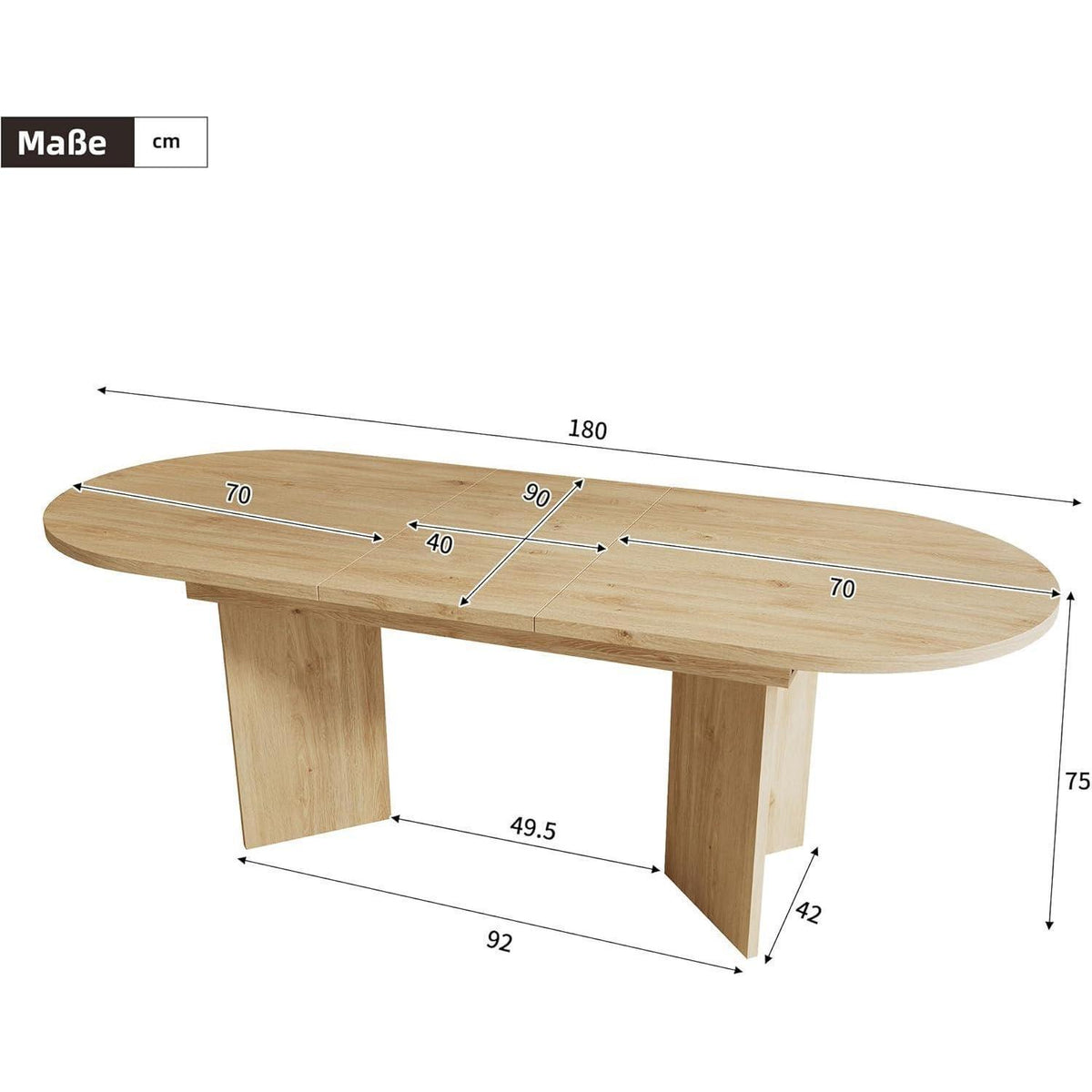 Ausziehbarer Esstisch Holz Eiche 140-180 cm