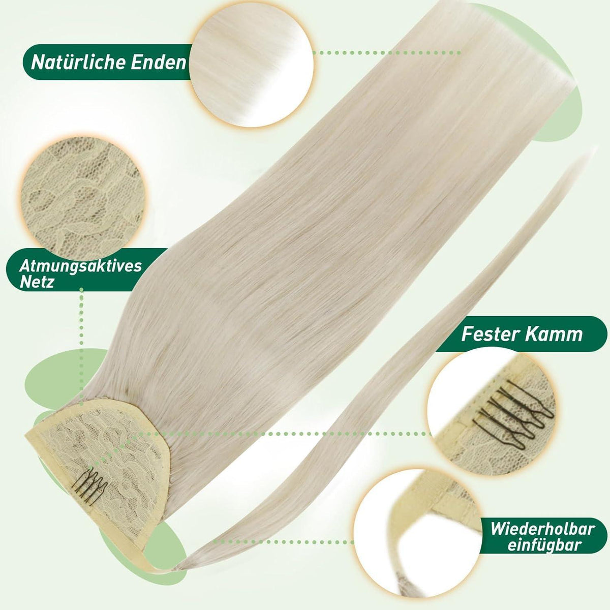 Blond Zopf Extension Echthaar – Remy Menschenhaar, 35cm