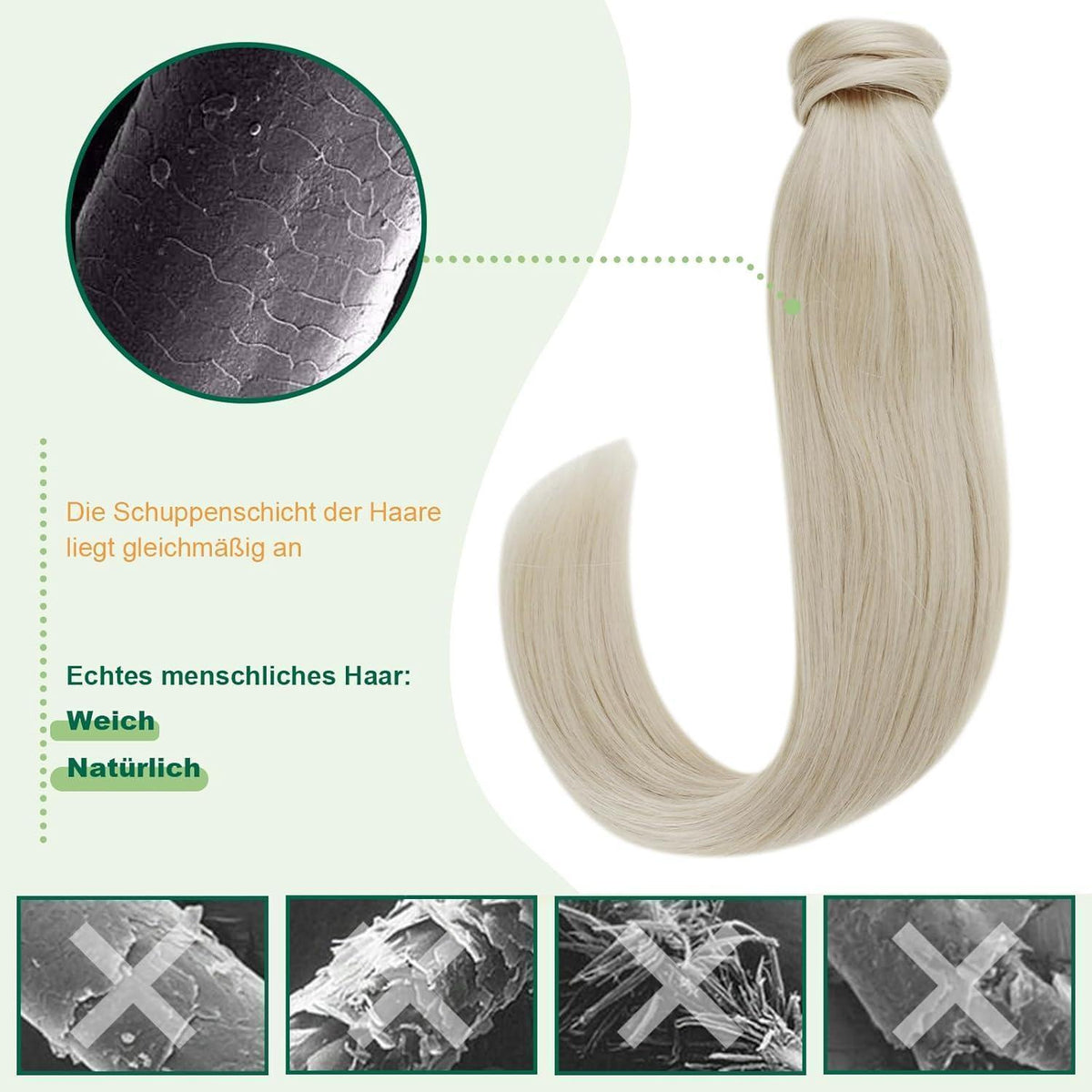 Blond Zopf Extension Echthaar – Remy Menschenhaar, 35cm