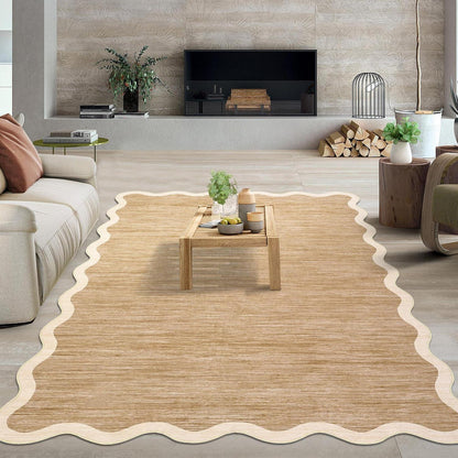 Bordüren Teppich Rutschfest Taupe/Beige 200x290 cm – Modern & Waschbar