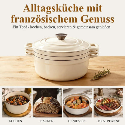Emailliertes Gusseisen Topfset 4-teilig – Weiß