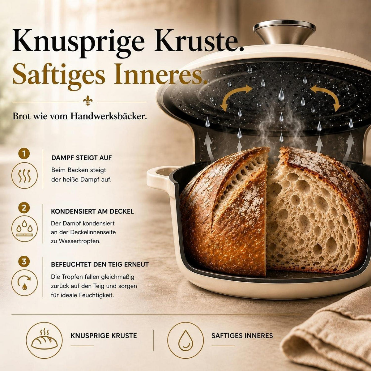 Emailliertes Gusseisen Topfset 4-teilig – Weiß