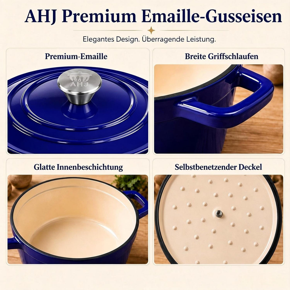 Emailliertes Gusseisen Topfset 4-teilig Blau – Dutch Oven & mehr