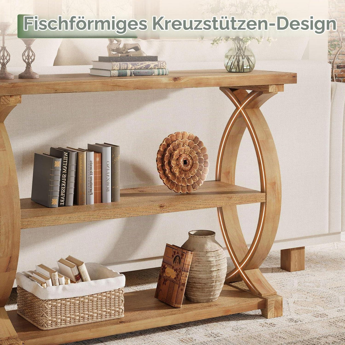 Konsolentisch Massivholz 3-stöckig Fischschwanz-Design